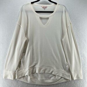 Juicy Couture Sweatshirt Sz L Terry Keyhole Neck Long Sleeve Pullover Off White